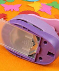 2 Inch Oval Paper Punch for Crafting and Scrapbooking, purple plastic with clean edges on colored paper cutouts