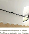 Industrial Water Pipe Stair Handrail Heavy Duty Wrought Iron Banister With Locking Brackets Straightforward Wall Mount for lofts, near window.