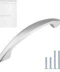Brushed Satin Nickel Cabinet Pulls Curved Arched Handles For Kitchen Cabinets And Drawers, 3 Inch Hole Centers, 10 Pack