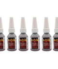 Red High Strength Thread Locker For Large Fasteners 0.34 Ounce Bottle Six Pack Bulletproof Permanent Locking