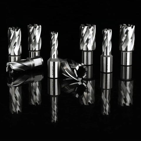 OSCARBIDE 13-piece annular cutter set, 7/16–1-1/16 in dia, 1 in cutting depth, 3/4 in Weldon shank, includes 2 pilot pins