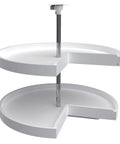 Smooth Spinning Two Tier Pie Cut Plastic Lazy Susan For Corner Base Cabinets 28 Inch Wide Polymer Rotation Shelf close up
