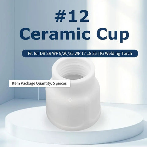Size 12 Ceramic TIG Welding Cup White For WP 9 To 25 Torch Series product image
