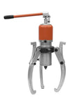 Heavy Duty Hydraulic Three Jaw Bearing Puller Bad Boy with orange handle and silver jaws for removing rusted components.