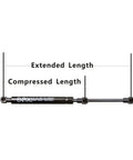 Beefed Up 2 Pack Rear Glass Window Lift Supports For Toyota Matrix 2003 2008 shown in compressed and extended length