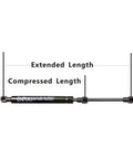 2 Pack Front Hood Lift Supports For Volvo XC90 2003-2014 Gas Struts Shocks Replacement, showing extended and compressed lengths.