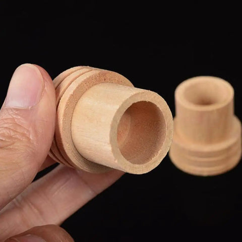 Professional Grade Moxa Stick Extinguisher And Wood Snuffer For 1.8 Cm Cigars, wooden moxa extinguisher held in hand