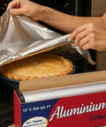 Heavy Duty Aluminum Foil Roll With Sturdy Corrugated Cutter Box for thick food safe wrap covering pie, 12 inch by 300 square feet durable kitchen use