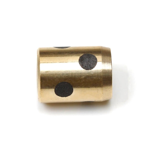 Badass One Piece Sleeve Bearing With 5Mm Inner Bore And 9Mm Outer Diameter At 12Mm Long with black dots on bronze surface.