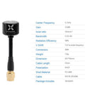 Two Pack Lollipop 4 FPV Antennas for 5.8GHz RHCP Updated Version with 2.6 dBi Gain SMA Connectors specs and antenna view.