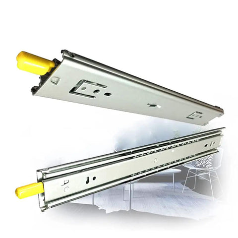 Beefed Up Heavy Duty Full Extension Drawer Slides Pair With Lock 32 Inch Three Section Ball Bearing, cold rolled steel