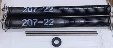 Heavy Duty Garage Door Torsion Springs Set 207 X 2 In X 22 In With Winding Bars Left And Right Pair Black Coated Corrosion Resistant