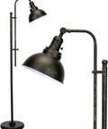 Tall Industrial Floor Lamp With Adjustable Height And Head, Vintage Metal Standing Reading Lamp, Rustic Modern Design, Aged Bronze