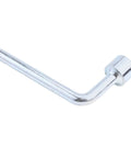 L-shaped metal tool with socket, likely a wrench, isolated on white background