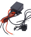 Rock Hard 3500 Lbs Winch For ATVs And UTVs With Wireless Remote And Steel Cable wiring harness with switch and connector, suitable for heavy duty use.
