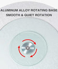 Rock Solid Tempered Glass Lazy Susan Rotating Serving Tray King Size Heavy Duty Silent Swivel Turntable For Centerpieces Kitchen Dining Room Smooth Operation Bad Ass Build and Easy Clean 34 Inch with aluminum alloy rotating base.
