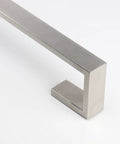 Close-up of Square Base Wall Mounted Towel Rack, Heavy Duty 20 Inch Towel Bar in Brushed Nickel, SUS304 Stainless Steel, right angle view