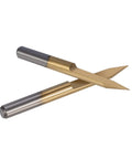 Cool Set Of 10 Pieces Engraver Bits With Coated Carbide And 30 Degree Tips showing two 30 degree tips for CNC routers on wood or plastic.