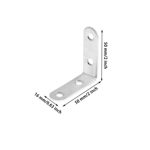 Stainless Steel Angle Corner Bracket With Screws 10 Pack 50x50mm Right Angle Braces For Diy Furniture Repair detailed view