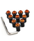 Orange Aluminum Windshield Bolt Kit With Well Nut Fasteners For CBR600RR 2003 2004 2005 2006 2007 2008 Works With OEM Or Aftermarket