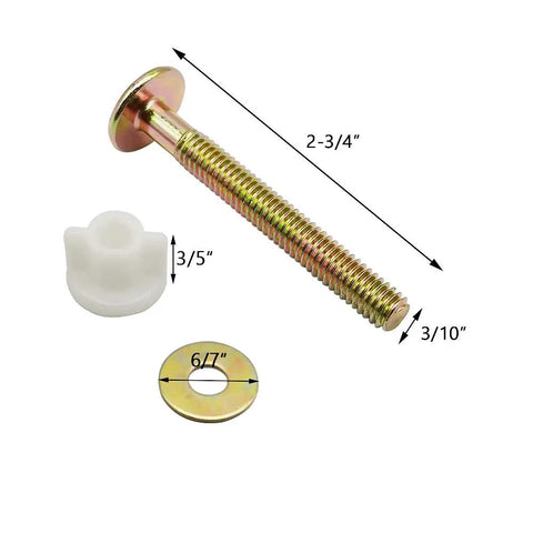 Two Pack Heavy Duty Toilet Seat Screws with Hinge Bolts and Hardware Kit Including Metal Washers and Plastic Nuts Replacement