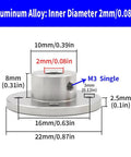 2 Pack 2mm Rigid Aluminum Flange Shaft Coupling With 10mm Outer Diameter And 22mm Flange Height 10.5mm M3 Set Screws Precision Motor Guide Shaft Connector For RC Models Gearhead Grade DIY Projects Lightweight Anti Corrosion Coupler dimensional diagram