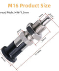 Heavy Duty Stainless Steel Ball Nose Spring Plunger, Self Locking Retractable Indexing Pin With M16 Thread, Pro Grade Push Fit Knob Tool dimensions diagram.