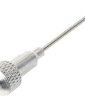 Side view of LUMAX LX-1416 stainless steel grease injector needle with cap, 18G, 2.5 inches long
