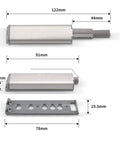 Easy Install Magnetic Push Open Cabinet Door Latch Set in Stainless Steel with dimensions shown, 10 pieces