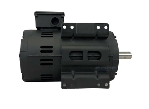 Side view of WEG 200V 208V 5HP Air Compressor Electric Motor 184T Frame 1750 RPM 1 Phase Industrial Motor for shop tools.