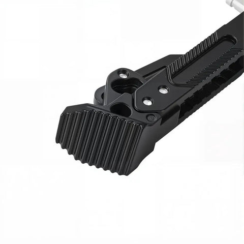 Close-up of a black Beefy 6061 Aluminum Kickstand For Tuttio Soleil 01 Electric Dirt Bike Off Road Motorcycle Durable Dirt Bike Stand