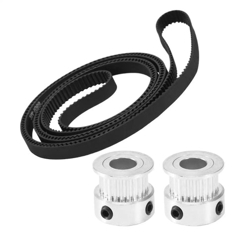 Upgrade Your Tronxy X5SA Printer Game With This Cool Z-Axis GT2 Timing Belt Pulley Kit Featuring A Tough 24 Tooth Synchronous Wheel And Super Long 1068mm Belt For Smoother Printing Sessions. black GT2 timing belt with two 24-tooth aluminum pulleys for Tronxy X5SA Z-axis