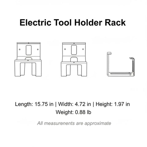 Wall Mounted Drill Holder And Iron Power Tool Rack For Garage Workshop Vertical Cordless Driver Organizer dimensions diagram