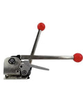 Heavy Duty Manual Metal Strapping Machine For 5/8 Inch And 3/4 Inch Steel Banding Tensioner Kit with red handles for secure packaging.