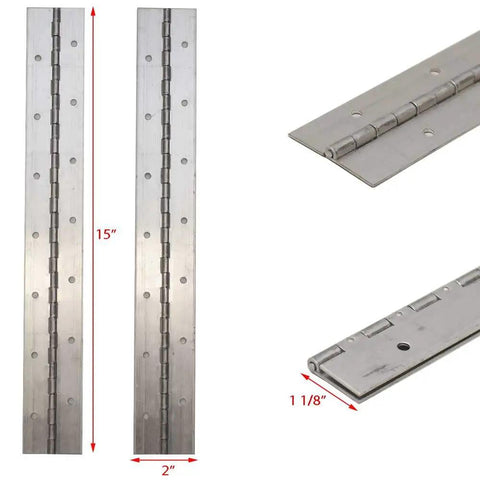 Heavy Duty Boat Piano Hinges Crafted From Slick 16 Gauge Aluminum With Rust Resistant Finish Smooth Swinging Marine Hardware 15 inch pair.