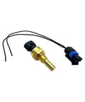 Front view of YCUPONE engine coolant temperature sensor with brass body, blue o-ring, and two-wire pigtail.