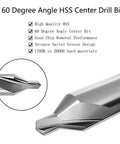 Close-up of high-speed steel center drill bit with 60 degree angle and spiral groove, part of 8 Piece Center Drill Bit Set For Lathe Work.