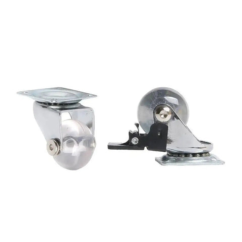 4 Pack 2 Inch PU Transparent Crystal Stem Casters With Brakes For Furniture Universal Wheels For Cabinets And Desks Slick Quiet Rolling