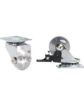 Pack Of Four 3-Inch PU Transparent Crystal Wheel Casters With Brakes For Furniture And Cabinets, side view of two casters