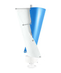 Two Blade 100W 12V Vertical Axis Wind Turbine With Controller, white and blue aluminum blades, for Marine RV Home, side view