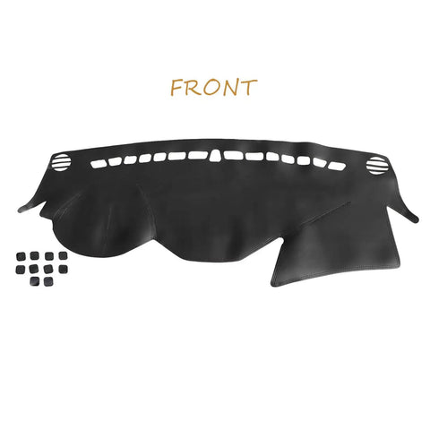 Leather Dashboard Cover Mat Black Line For Hyundai Sonata 2011 2014 Dope Dash Shield front view with installation pads