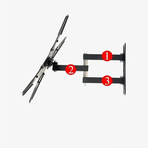 Universal Desk TV Stand With 360 Degree Rotating Wall Mount Bracket for flat screens, showing mounting arms and pivot points.