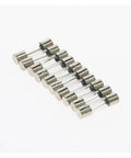Row of fuses from Assorted 5x20mm Glass Tube Fuses Kit In Storage Case 100 Pieces Quick Blow Fuses From 1A To 25A 250V Easy Markings