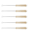 5 Piece Test Tube Cleaning Brush Set Size S M L For Lab Glassware, 19mm And 34mm Diameters, Long Bristles For Thorough Tube Wash
