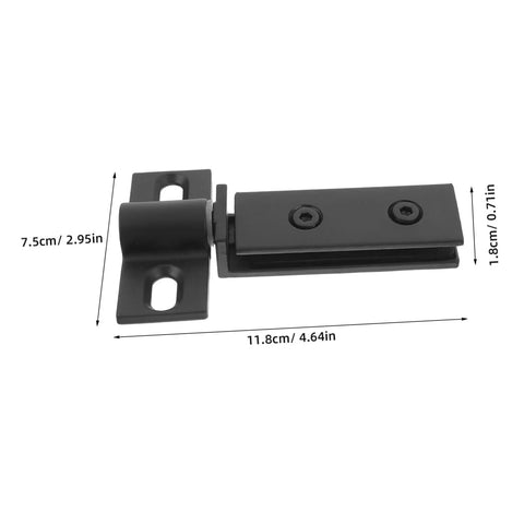 Heavy Duty Stainless Steel Shower Door Hinge With Dual Hole Pivot, Black Metal Bathroom Hardware For Frameless Glass Enclosure, showing dimensions.
