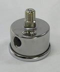 Harley Davidson oil pressure gauge with stainless steel case and 1/8 NPT fitting, ideal for bobber and chopper bike builds.