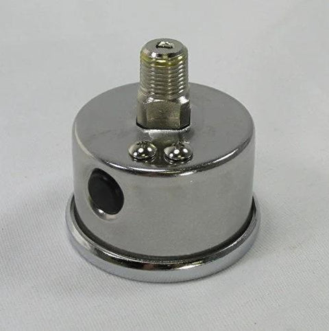 Harley Davidson oil pressure gauge with stainless steel case and 1/8 NPT fitting, ideal for bobber and chopper bike builds.