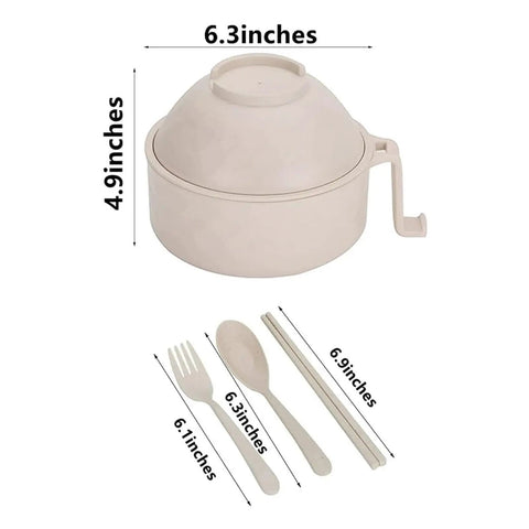 Ramen Noodle Bowl Set With Microwave Cooker, Chopsticks, Spoon, And Phone Holder, Durable Straw Fiber Bowls For College Dorm Life, Black 1 Piece, Quick And Easy Instant Ramen Cooking includes a bowl, fork, spoon, and chopsticks