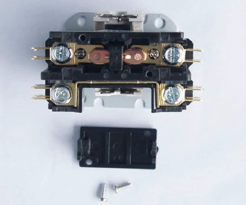 One Pole 24V Air Conditioner Contactor With 32 Amp FLA Heavy Lug Terminals And Quick Connect 600V Rated, top view with screws