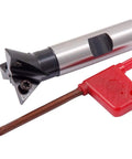 Straight Up 3 Flute Indexable Dovetail Cutter, Right Hand Cut, with wrench for fast machining.